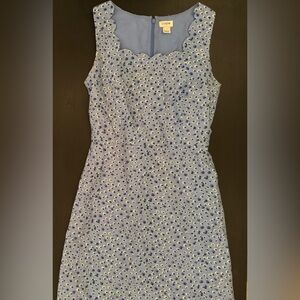 🌼J. Crew Blue Floral Scalloped Edge Basketweave Floral Sheath Dress🌼 - Size 0